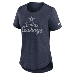 Nike Dallas Cowboys Women's Script Tri-Blend T-Shirt Heather Navy