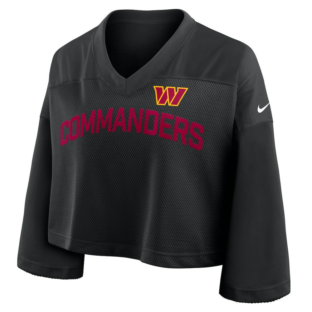 Nike Washington Commanders Women's Primetime Cropped Mesh Dri-FIT Fashion Jersey Black