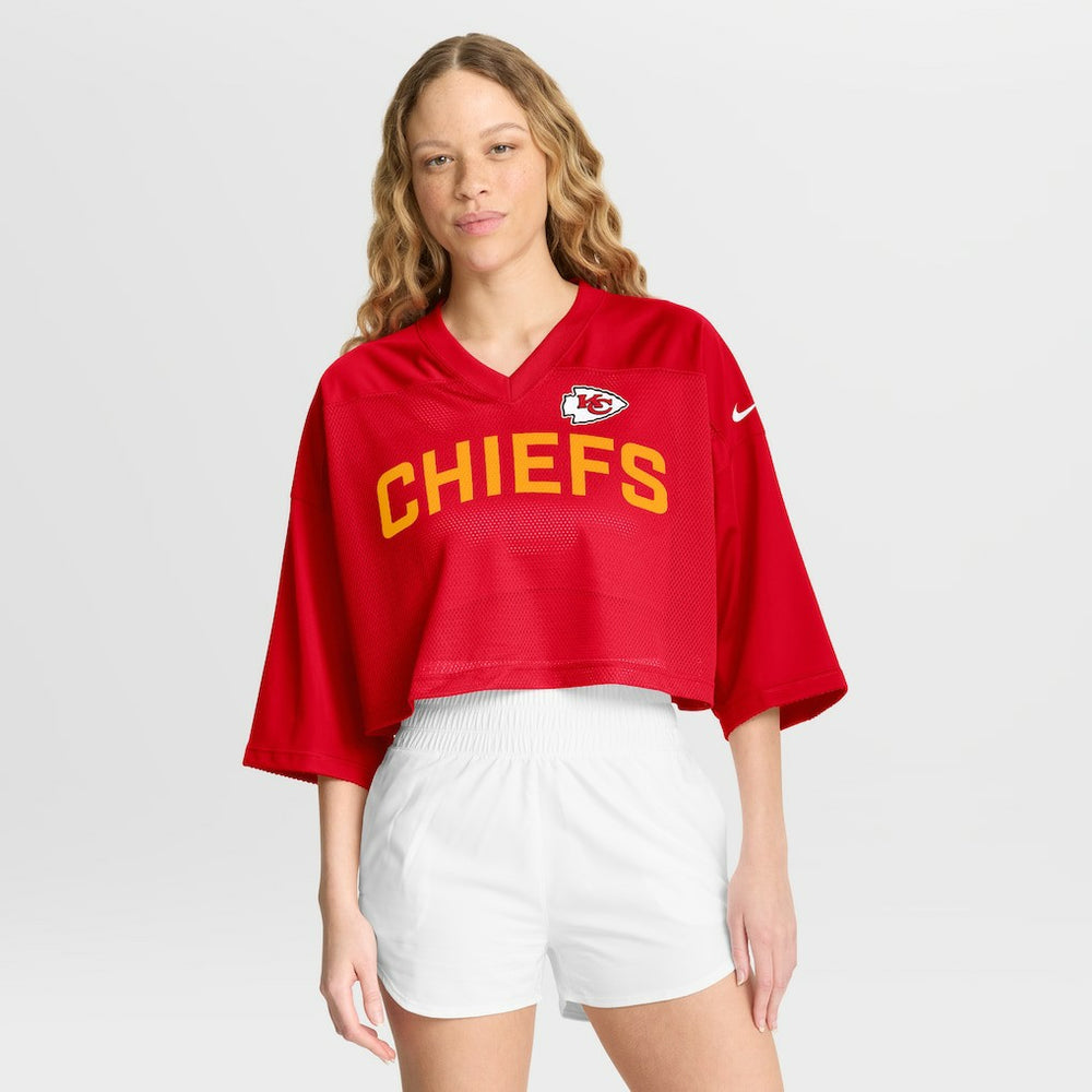 Nike Kansas City Chiefs Women's Primetime Cropped Mesh Dri-FIT Fashion Jersey Red