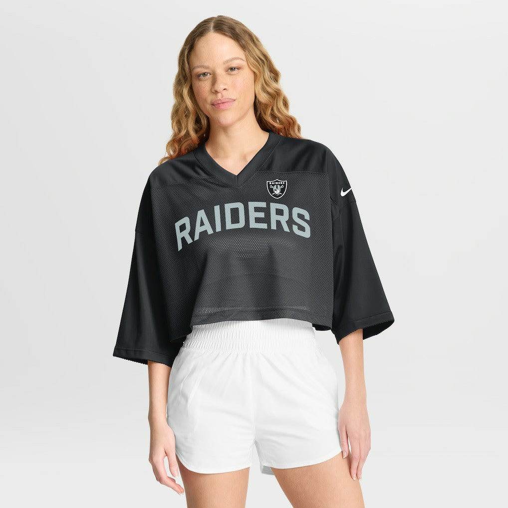 Nike Las Vegas Raiders Women's Primetime Cropped Mesh Dri-FIT Fashion Jersey Black
