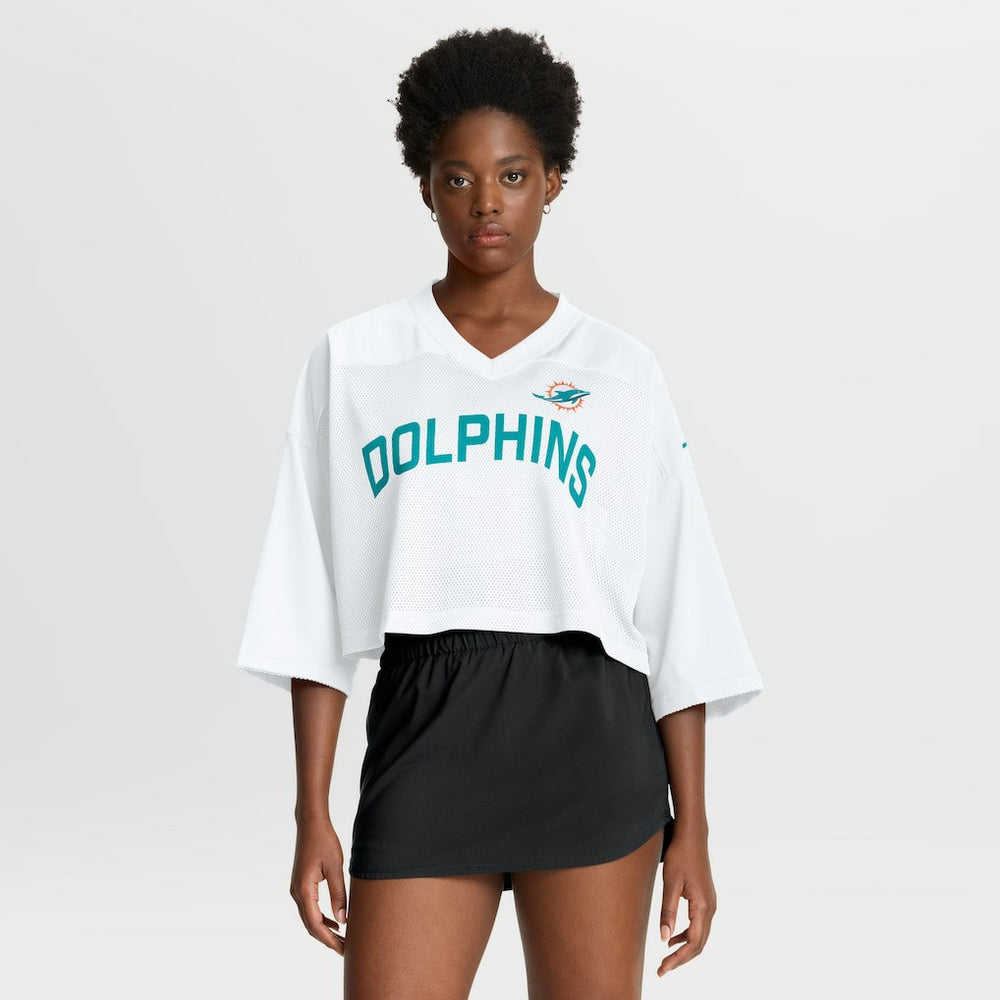 Nike Miami Dolphins Women's Primetime Cropped Mesh Dri-FIT Fashion Jersey White