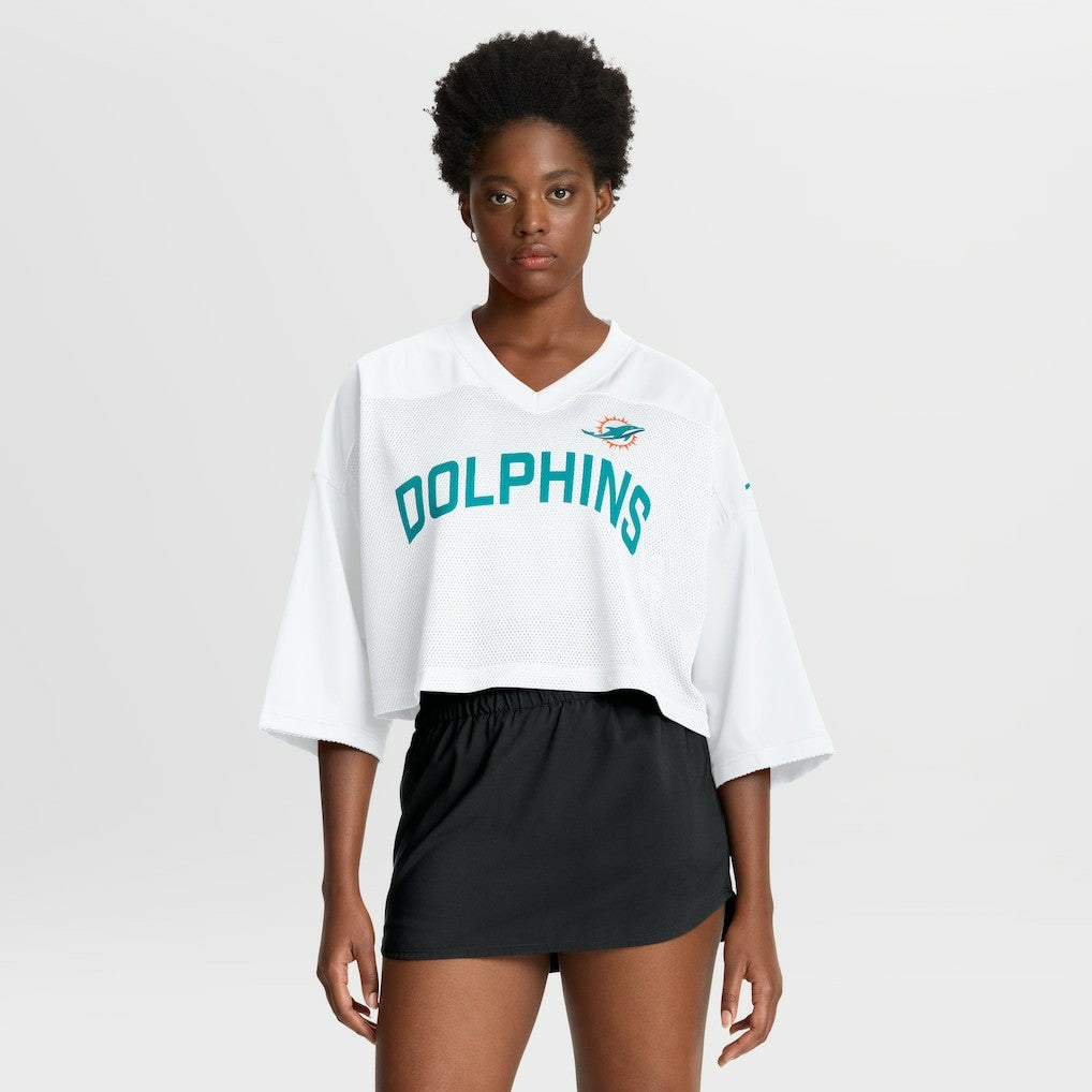 Nike Miami Dolphins Women's Primetime Cropped Mesh Dri-FIT Fashion Jersey White