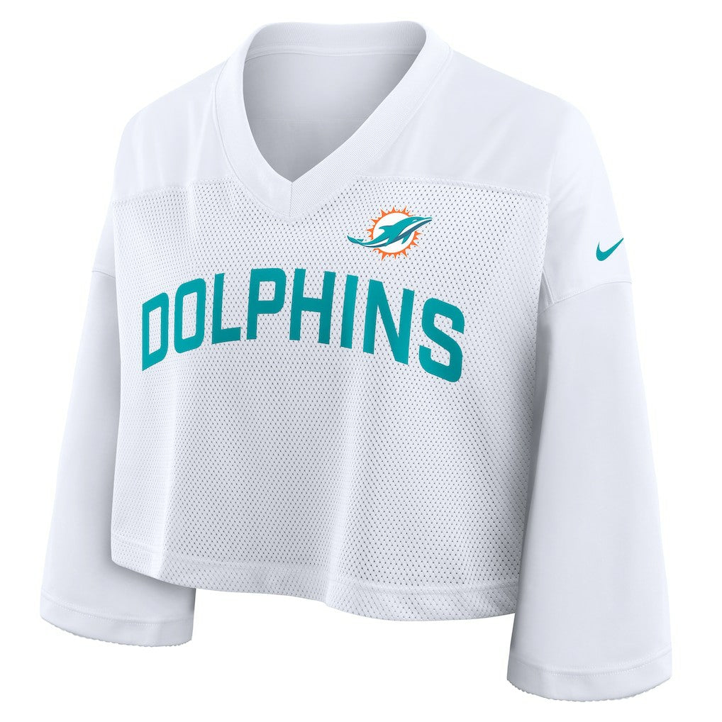 Nike Miami Dolphins Women's Primetime Cropped Mesh Dri-FIT Fashion Jersey White