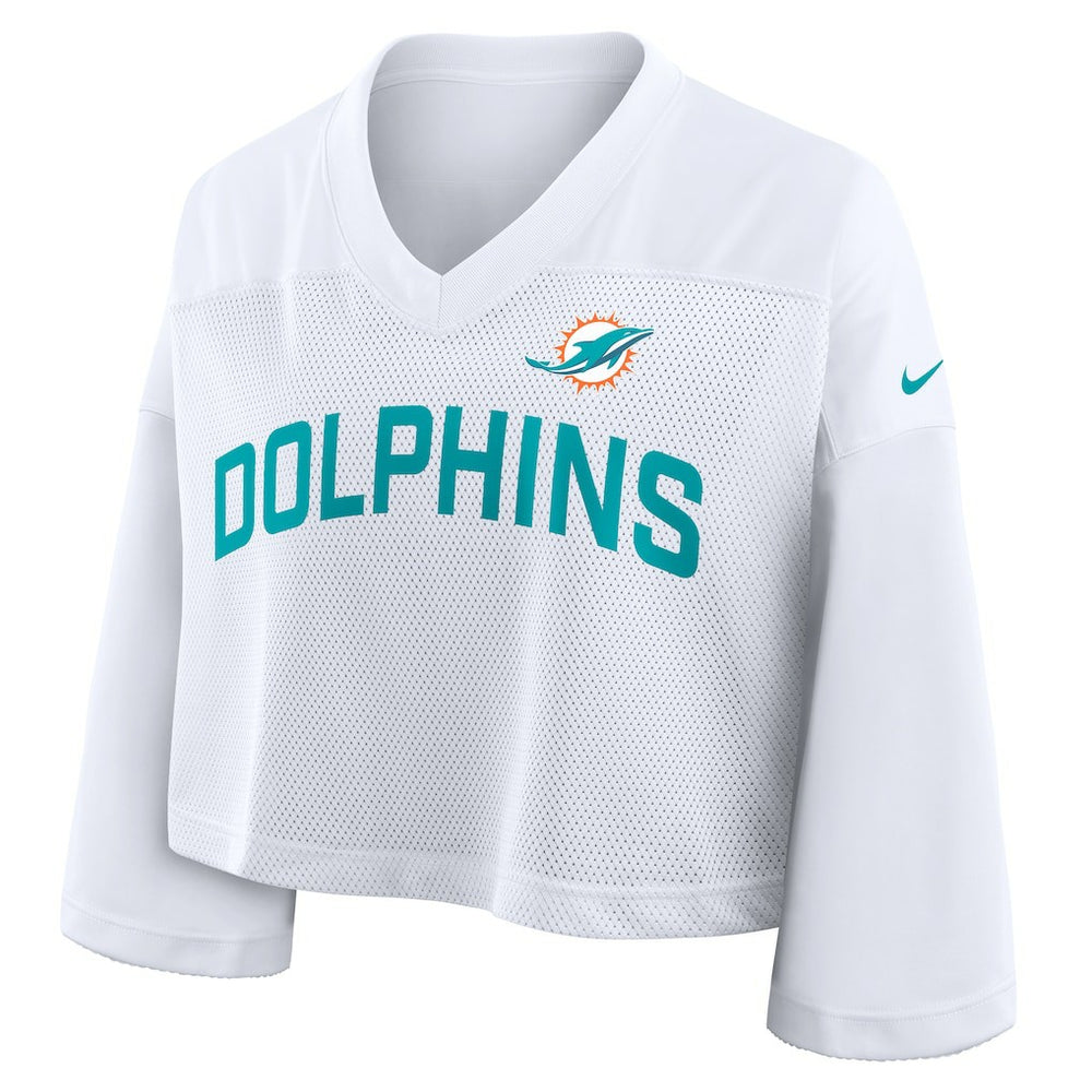 Nike Miami Dolphins Women's Primetime Cropped Mesh Dri-FIT Fashion Jersey White
