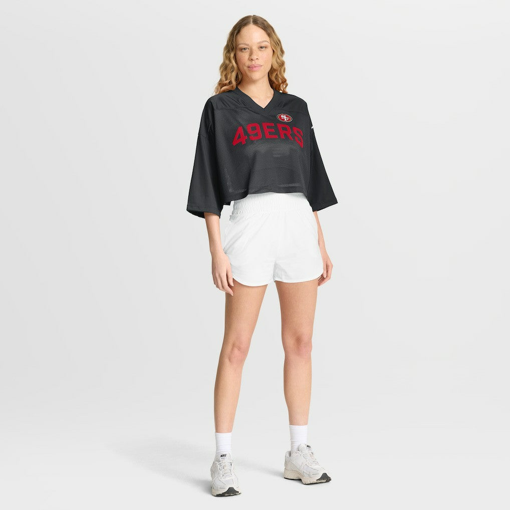 Nike San Francisco 49ers Women's Primetime Cropped Mesh Dri-FIT Fashion Jersey Black