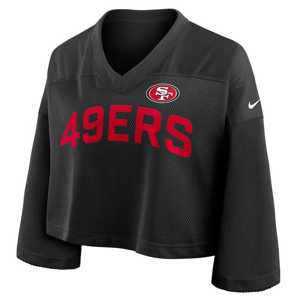 Nike San Francisco 49ers Women's Primetime Cropped Mesh Dri-FIT Fashion Jersey Black