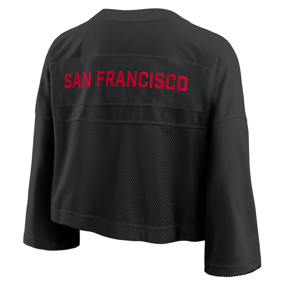 Nike San Francisco 49ers Women's Primetime Cropped Mesh Dri-FIT Fashion Jersey Black