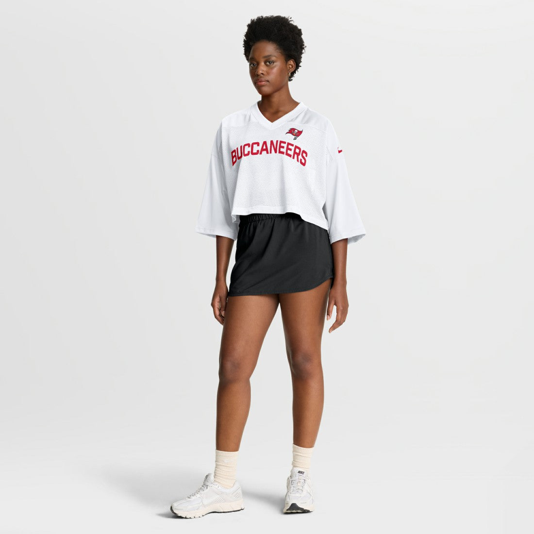 Nike Tampa Bay Buccaneers Women's Primetime Cropped Mesh Dri-FIT Fashion Jersey White