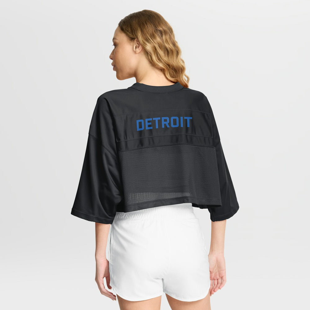 Nike Detroit Lions Women's Primetime Cropped Mesh Dri-FIT Fashion Jersey Black