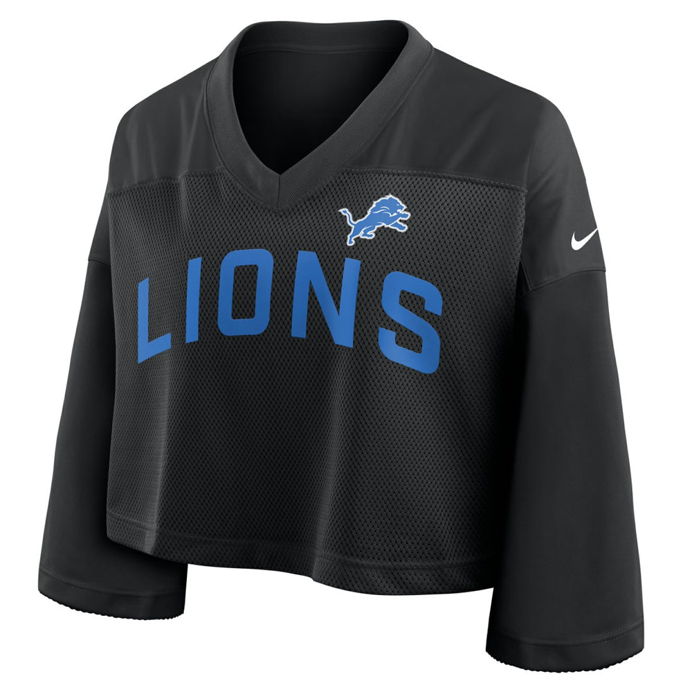 Nike Detroit Lions Women's Primetime Cropped Mesh Dri-FIT Fashion Jersey Black