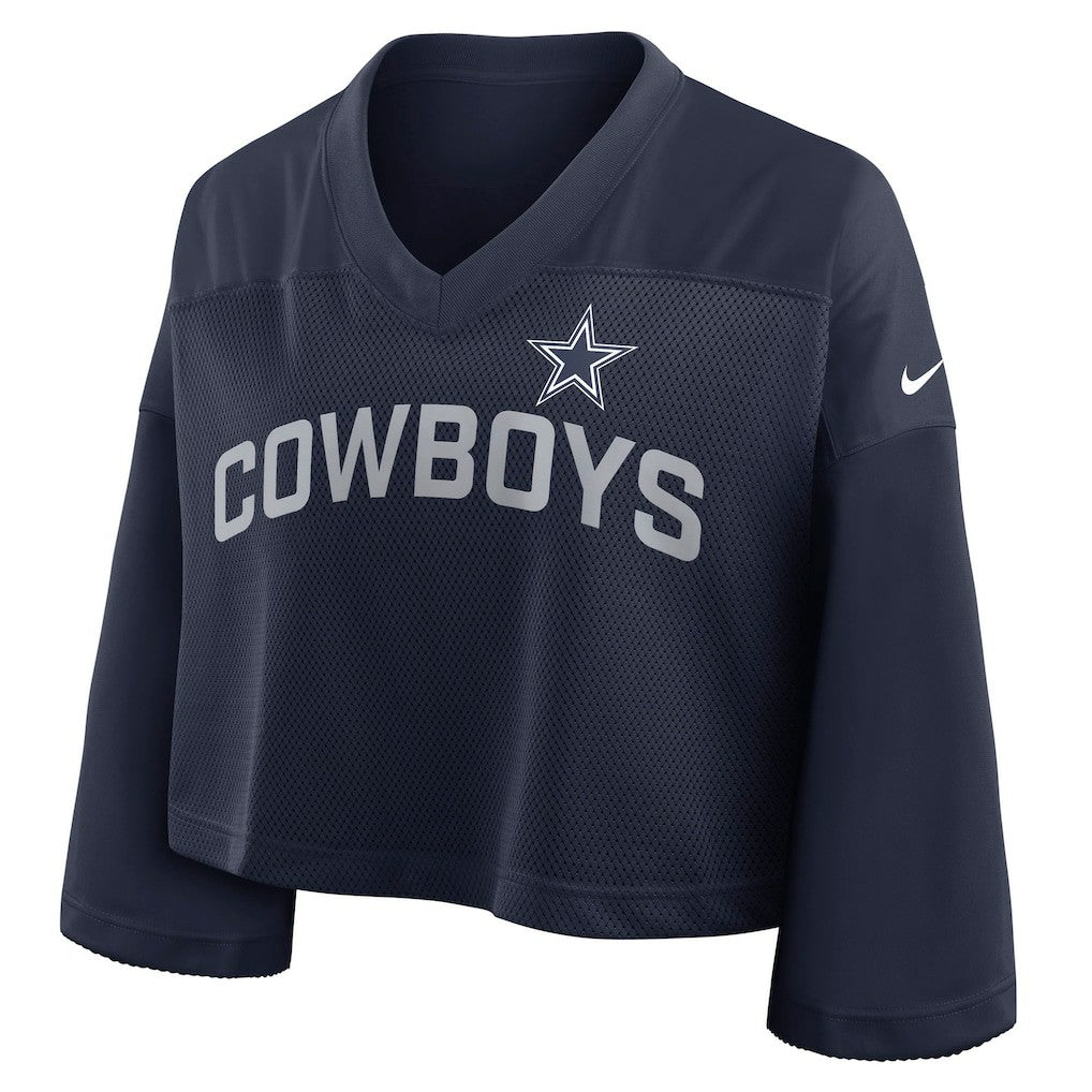 Nike Dallas Cowboys Women's Primetime Cropped Mesh Dri-FIT Fashion Jersey Navy