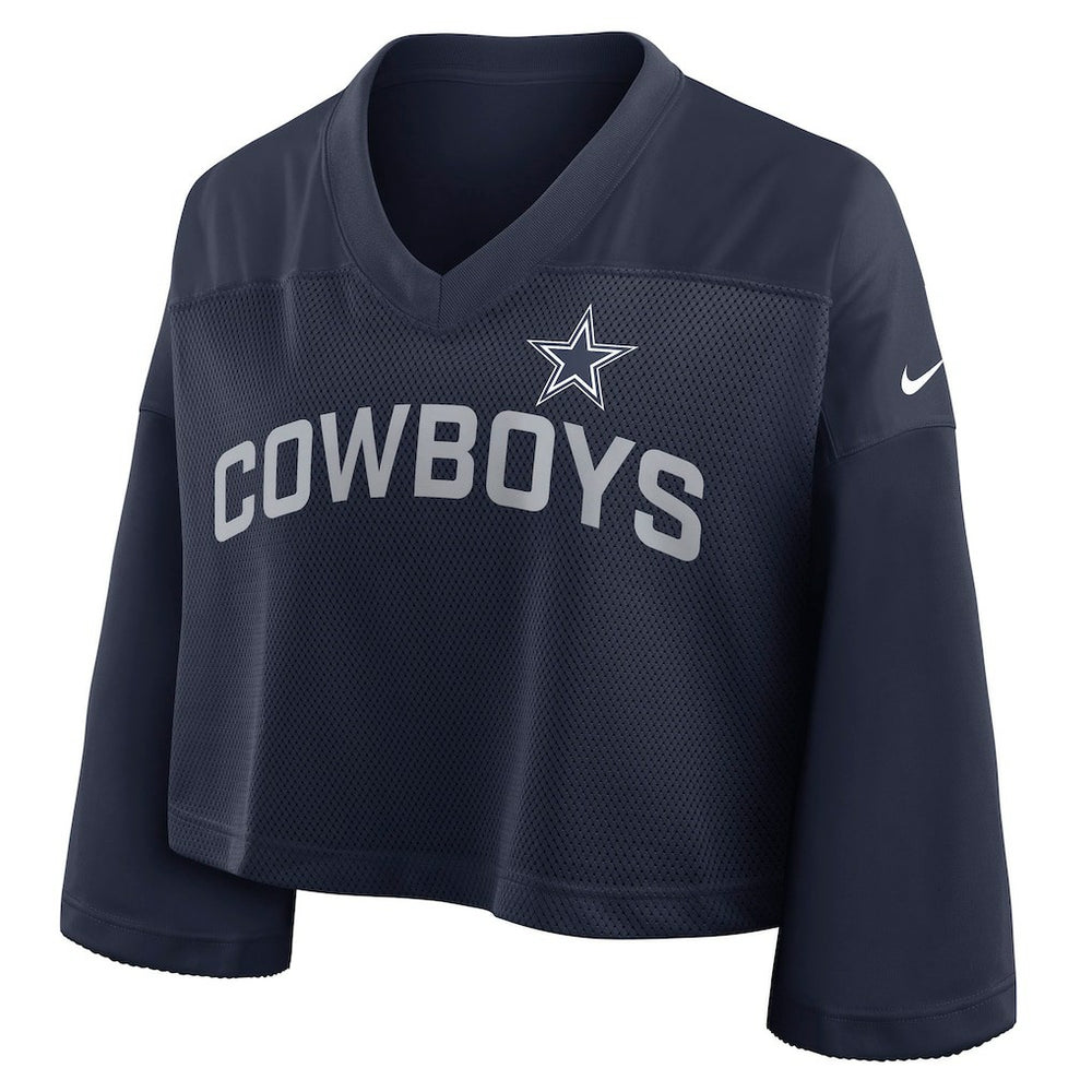 Nike Dallas Cowboys Women's Primetime Cropped Mesh Dri-FIT Fashion Jersey Navy