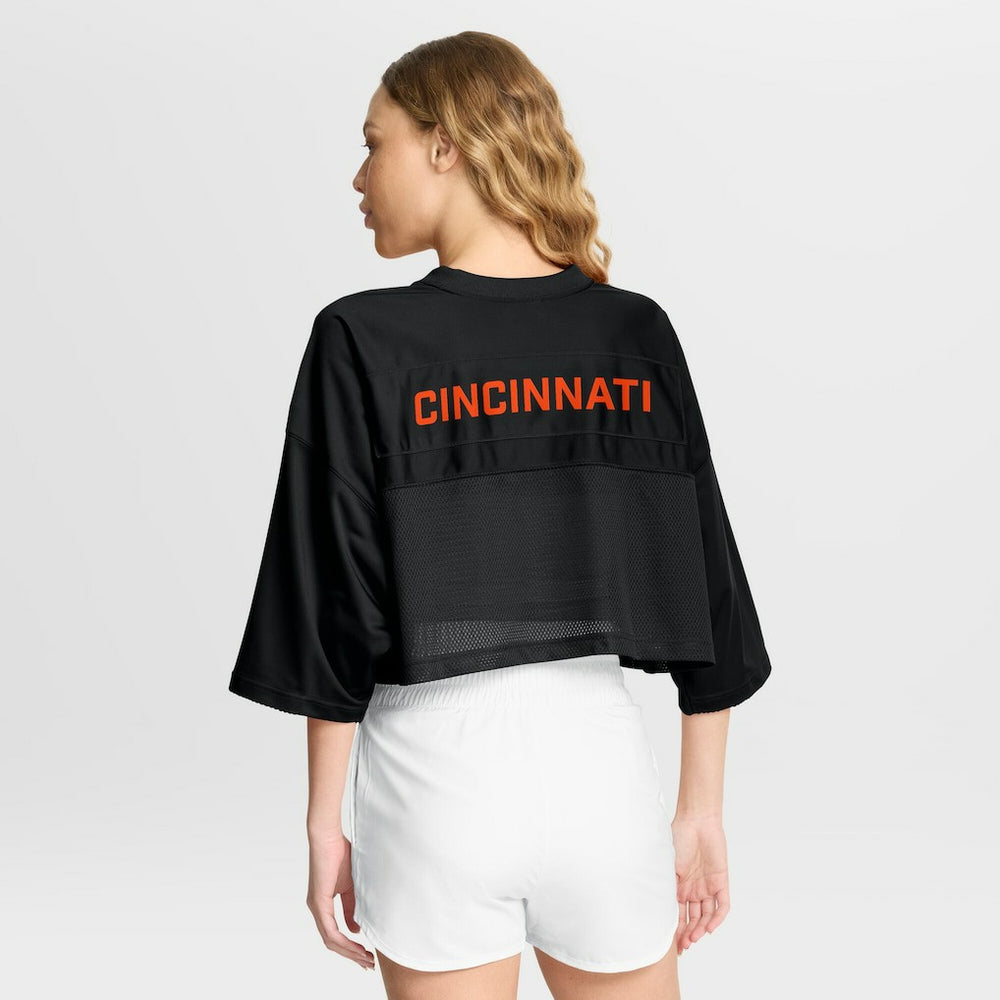 Nike Cincinnati Bengals Women's Primetime Cropped Mesh Dri-FIT Fashion Jersey Black