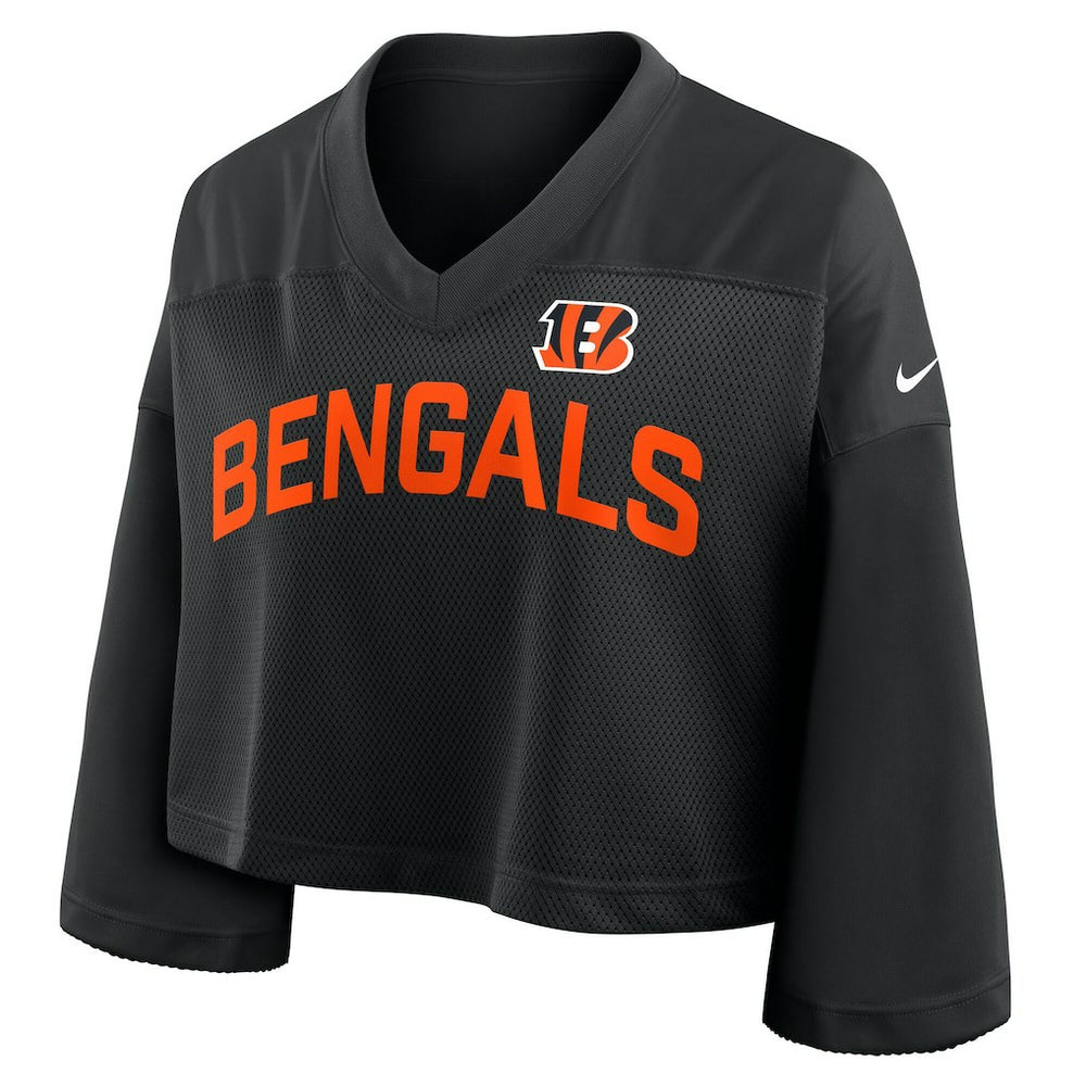 Nike Cincinnati Bengals Women's Primetime Cropped Mesh Dri-FIT Fashion Jersey Black