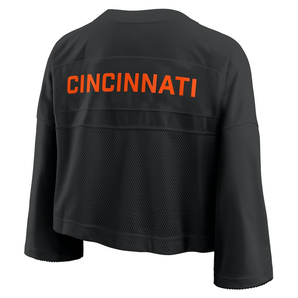 Nike Cincinnati Bengals Women's Primetime Cropped Mesh Dri-FIT Fashion Jersey Black