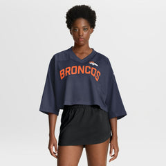 Nike Denver Broncos Women's Primetime Cropped Mesh Dri-FIT Fashion Jersey Navy