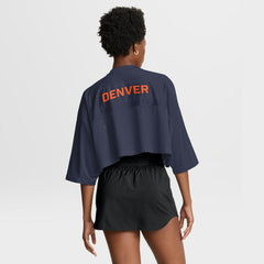 Nike Denver Broncos Women's Primetime Cropped Mesh Dri-FIT Fashion Jersey Navy