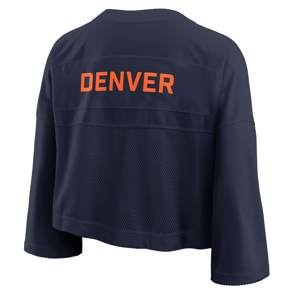 Nike Denver Broncos Women's Primetime Cropped Mesh Dri-FIT Fashion Jersey Navy