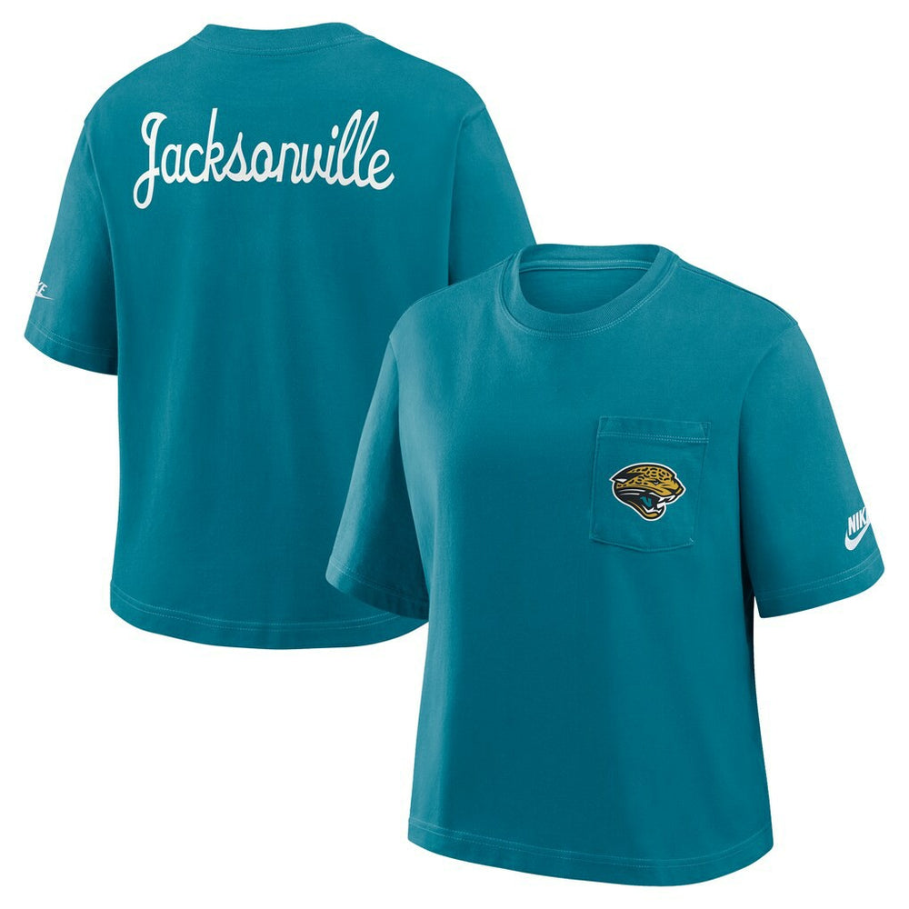 Nike Jacksonville Jaguars Women's Rewind Pocket Boxy T-Shirt Teal