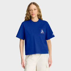 Nike New England Patriots Women's Rewind Pocket Boxy T-Shirt Royal