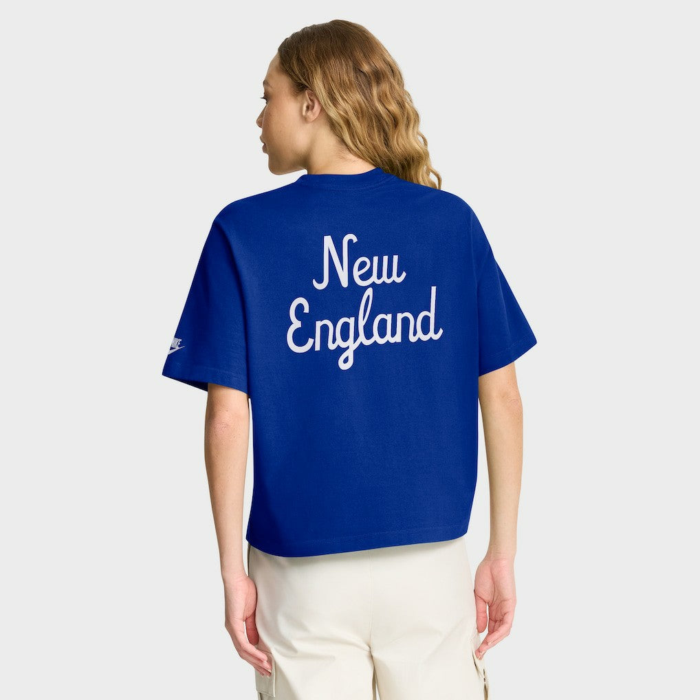 Nike New England Patriots Women's Rewind Pocket Boxy T-Shirt Royal