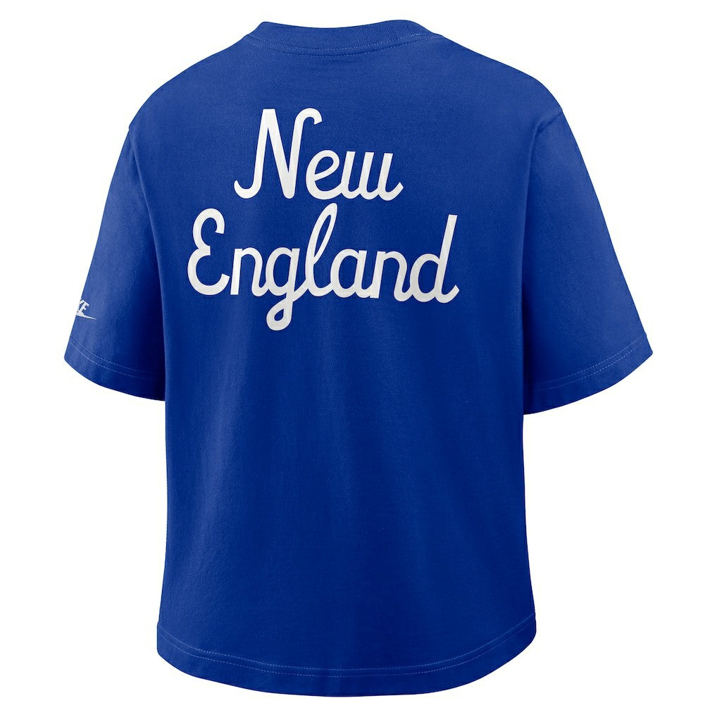 Nike New England Patriots Women's Rewind Pocket Boxy T-Shirt Royal