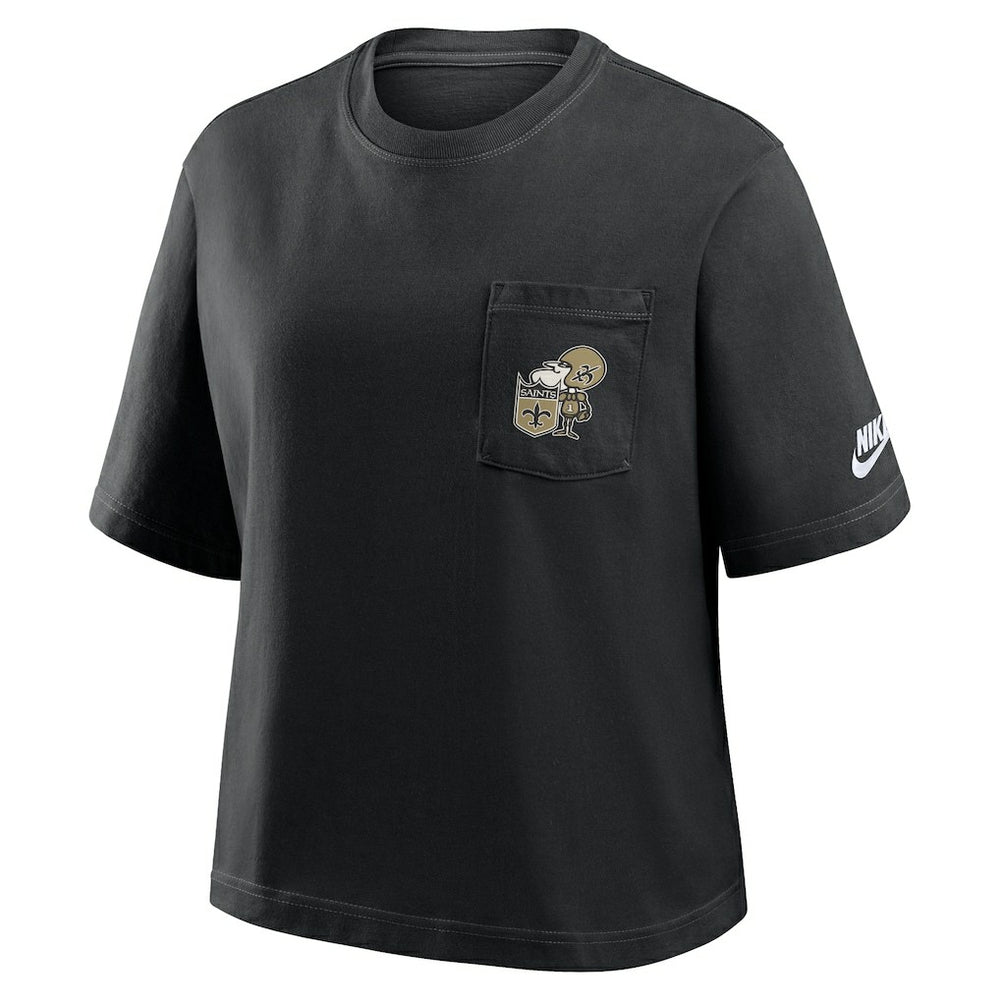 Nike New Orleans Saints Women's Rewind Pocket Boxy T-Shirt Black