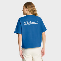 Nike Detroit Lions Women's Rewind Pocket Boxy T-Shirt Blue