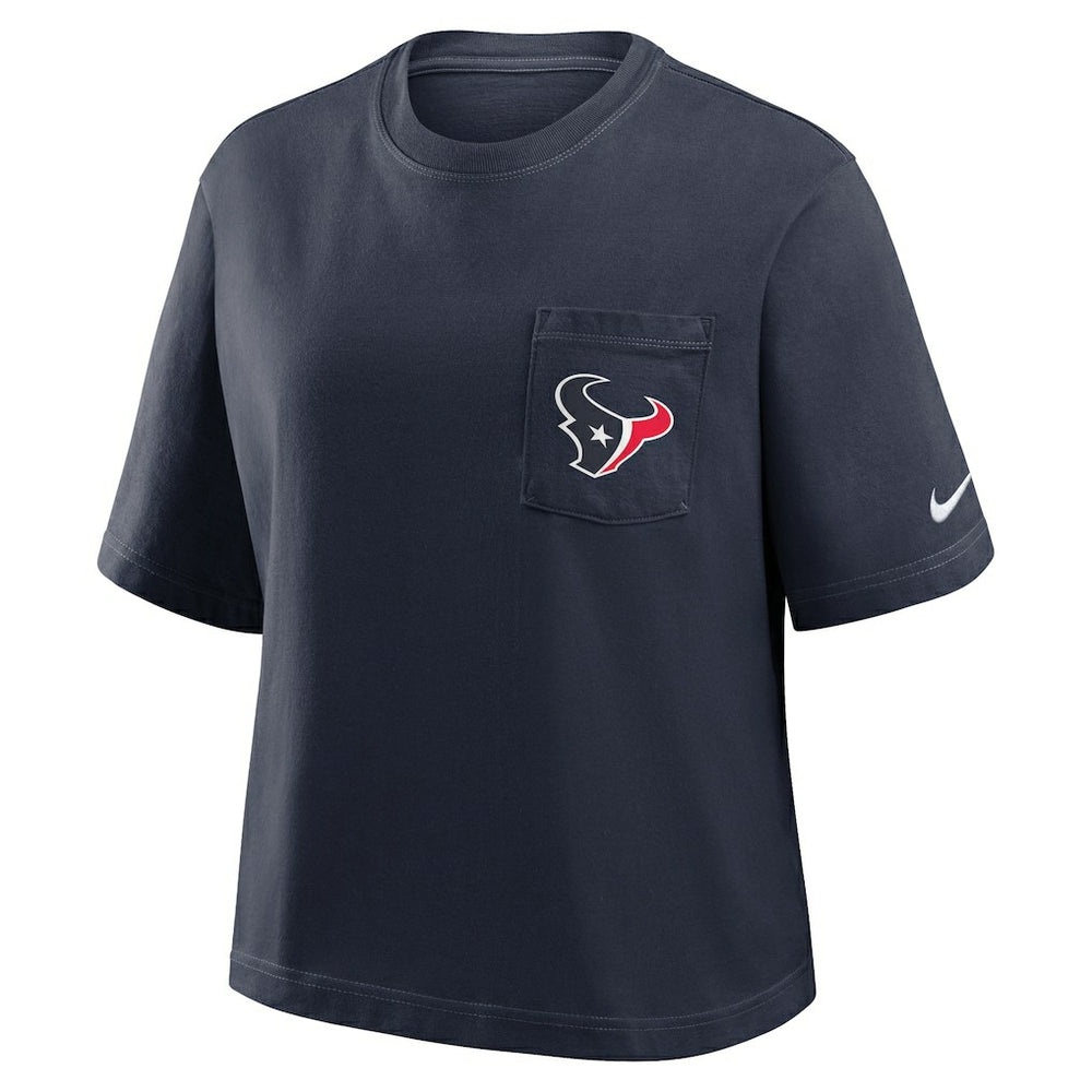 Nike Houston Texans Women's Rewind Pocket Boxy T-Shirt Navy