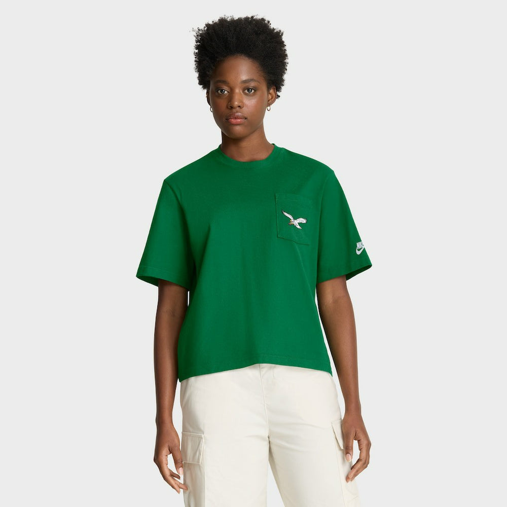Nike Philadelphia Eagles Women's Rewind Pocket Boxy T-Shirt Kelly Green