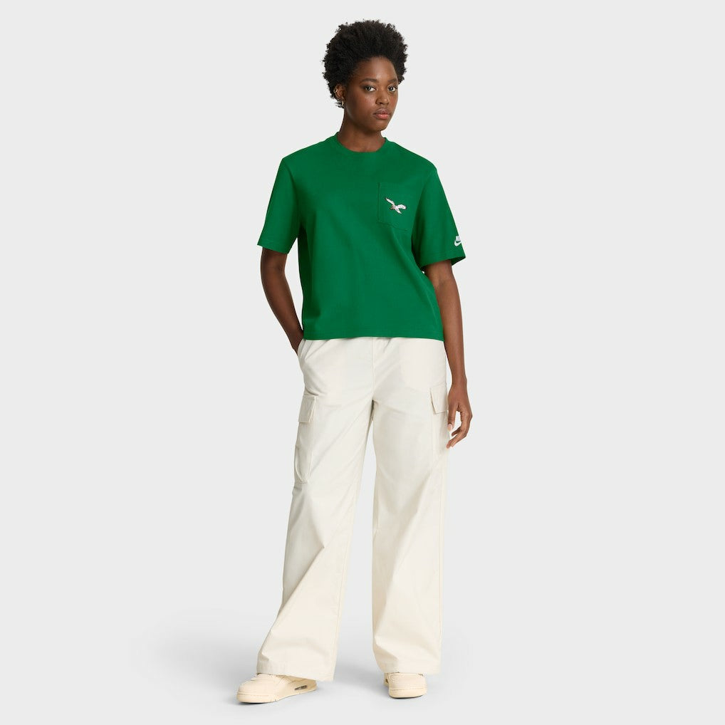 Nike Philadelphia Eagles Women's Rewind Pocket Boxy T-Shirt Kelly Green
