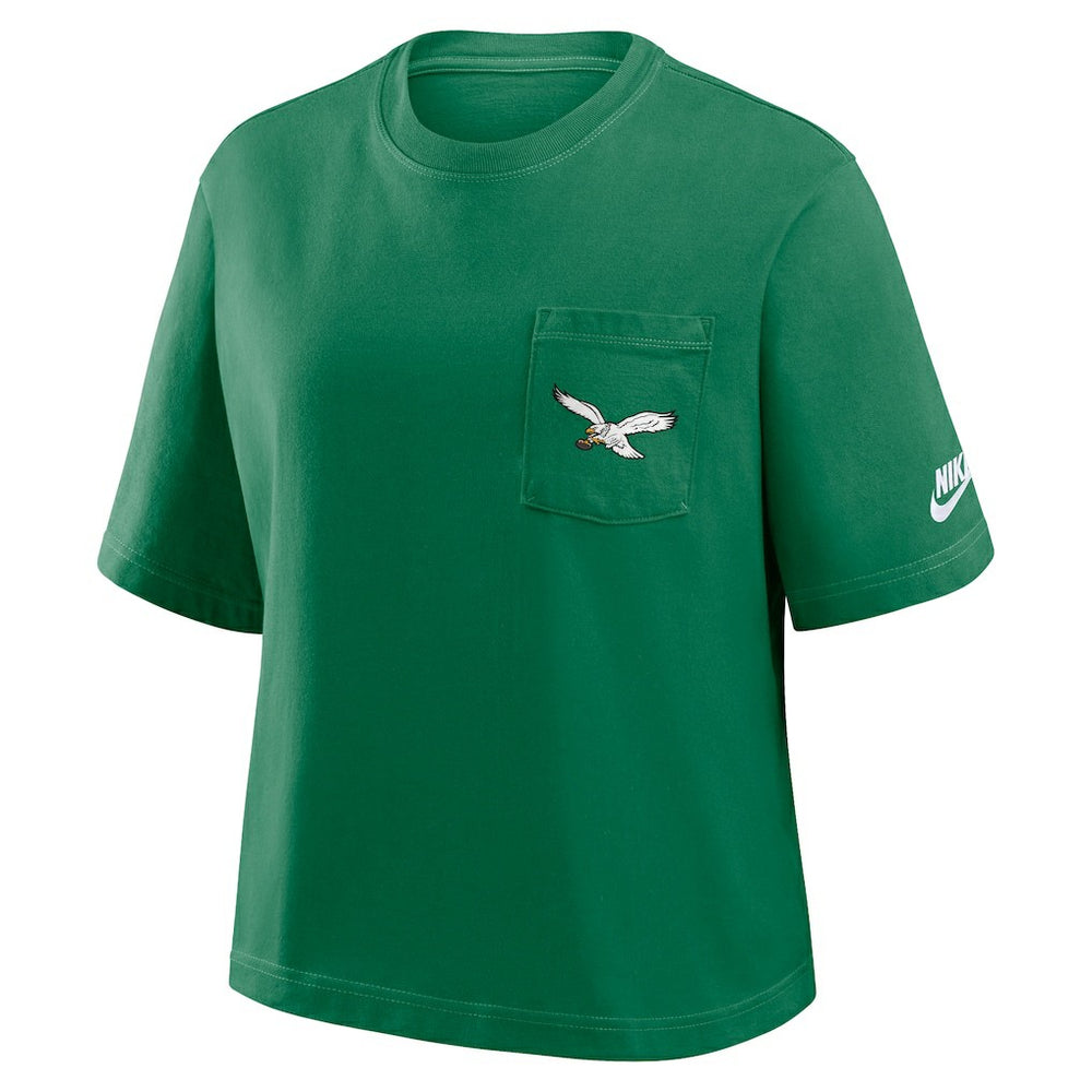 Nike Philadelphia Eagles Women's Rewind Pocket Boxy T-Shirt Kelly Green