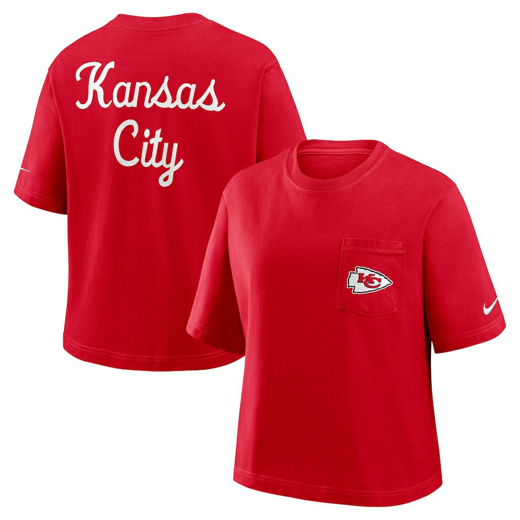 Nike Kansas City Chiefs Women's Rewind Pocket Boxy T-Shirt Red