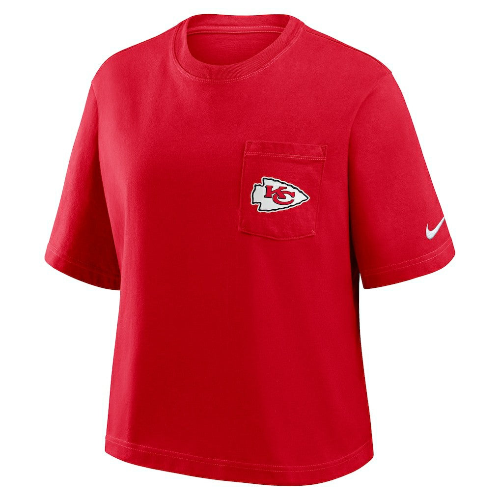 Nike Kansas City Chiefs Women's Rewind Pocket Boxy T-Shirt Red