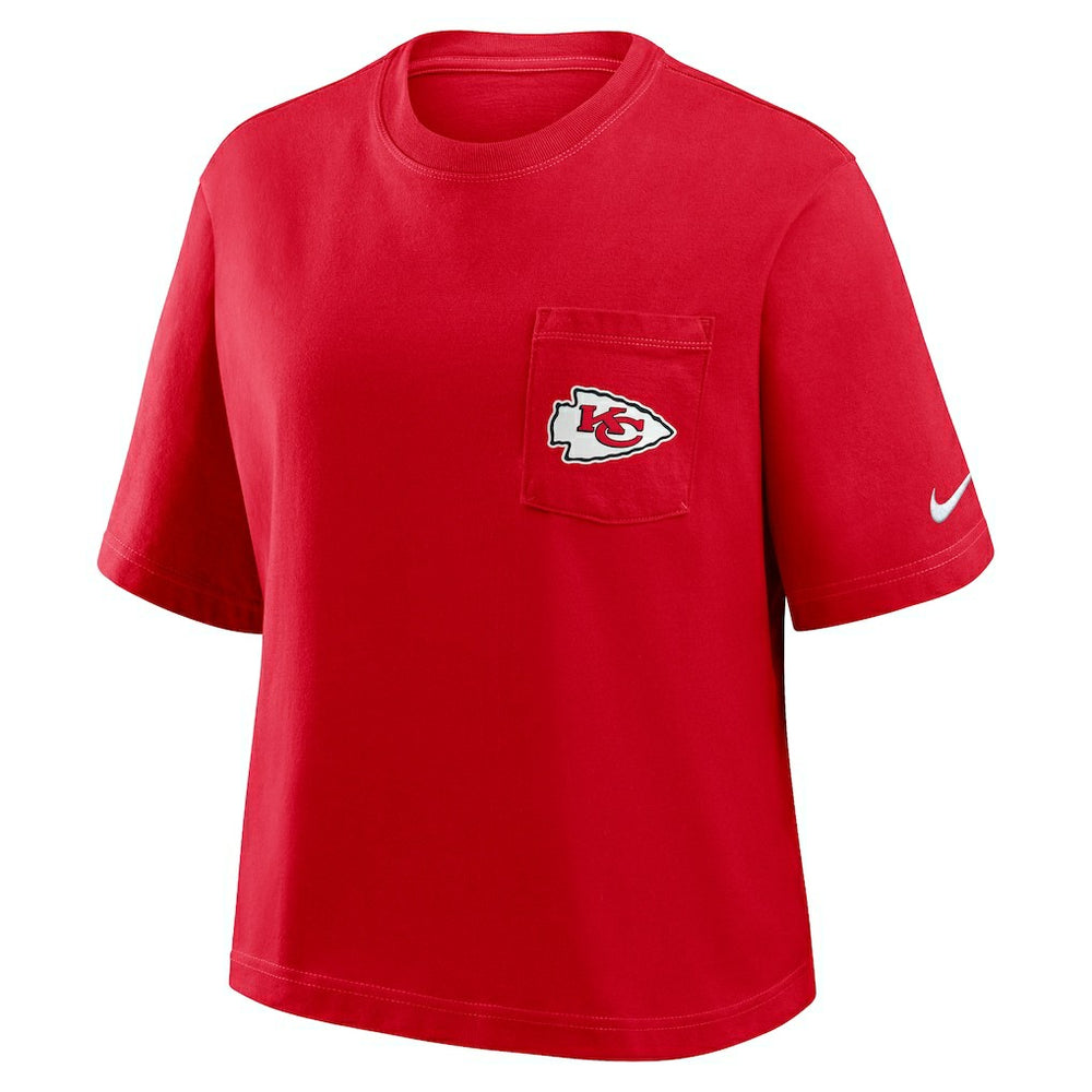 Nike Kansas City Chiefs Women's Rewind Pocket Boxy T-Shirt Red