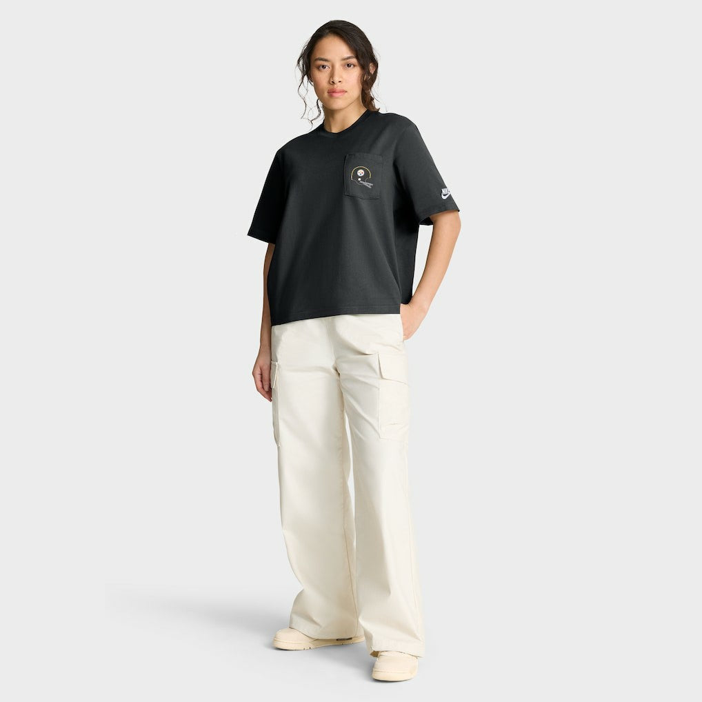 Nike Pittsburgh Steelers Women's Rewind Pocket Boxy T-Shirt Black