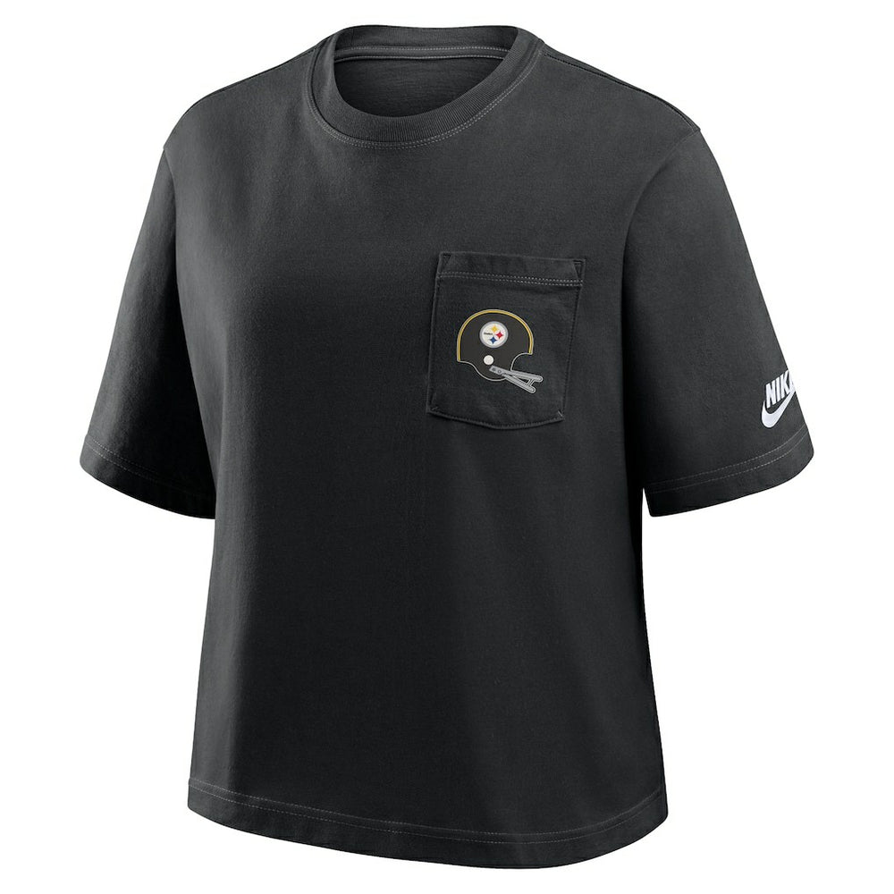 Nike Pittsburgh Steelers Women's Rewind Pocket Boxy T-Shirt Black
