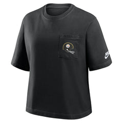 Nike Pittsburgh Steelers Women's Rewind Pocket Boxy T-Shirt Black
