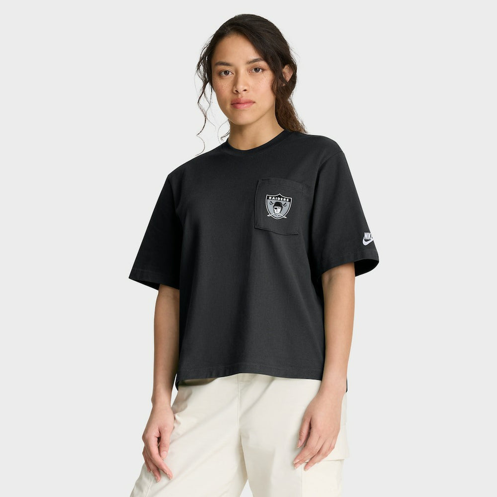 Nike Las Vegas Raiders Women's Rewind Pocket Boxy T-Shirt Black