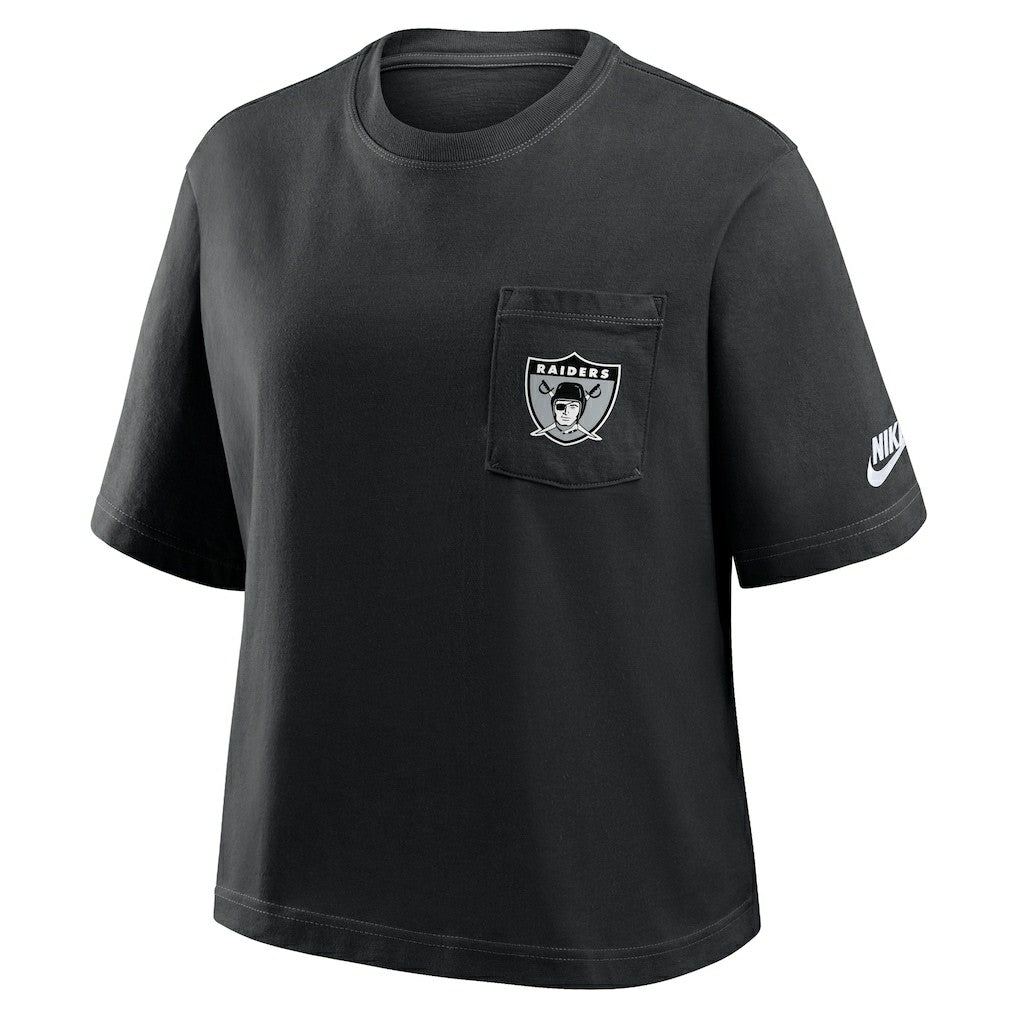 Nike Las Vegas Raiders Women's Rewind Pocket Boxy T-Shirt Black