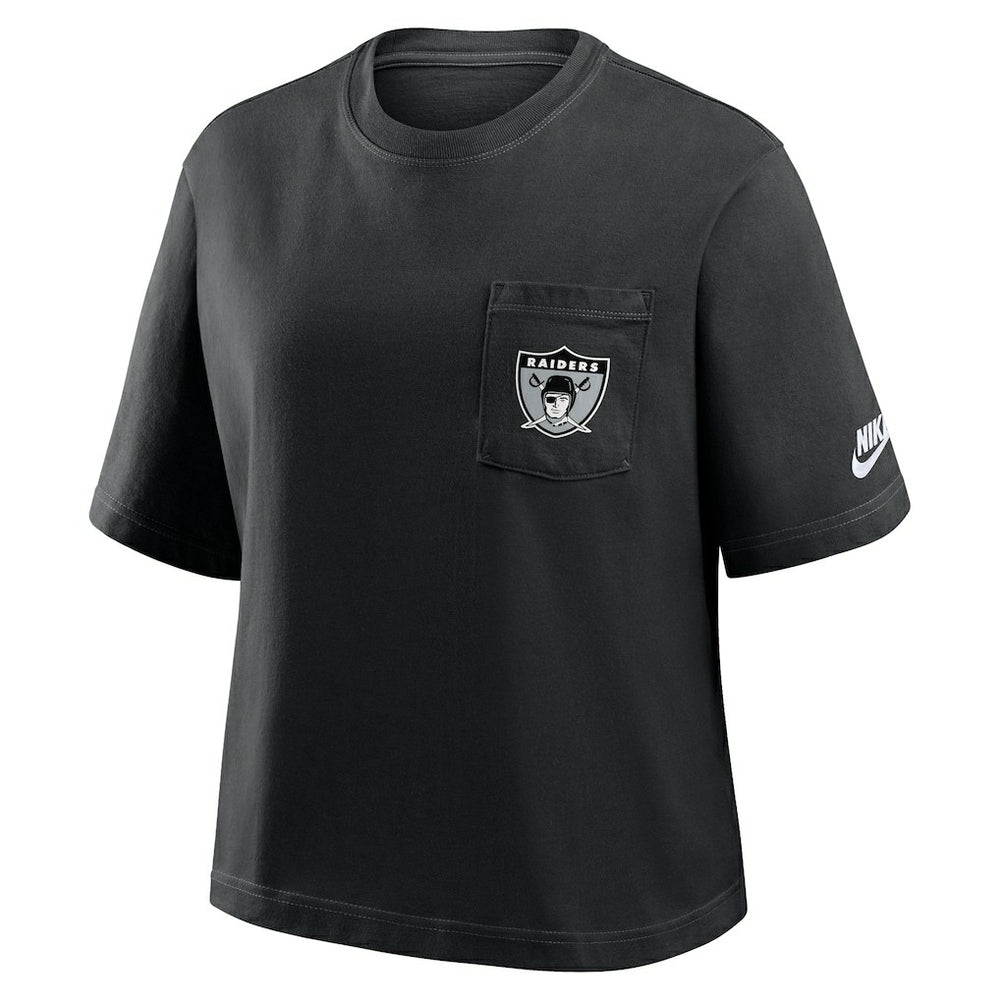 Nike Las Vegas Raiders Women's Rewind Pocket Boxy T-Shirt Black