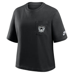 Nike Las Vegas Raiders Women's Rewind Pocket Boxy T-Shirt Black