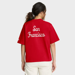 Nike San Francisco 49ers Women's Rewind Pocket Boxy T-Shirt Scarlet