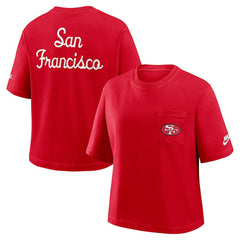 Nike San Francisco 49ers Women's Rewind Pocket Boxy T-Shirt Scarlet