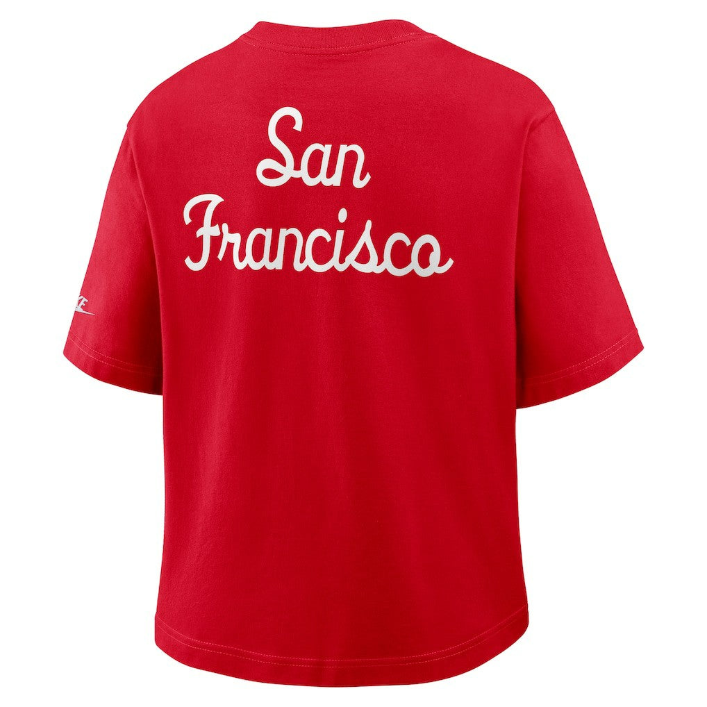 Nike San Francisco 49ers Women's Rewind Pocket Boxy T-Shirt Scarlet