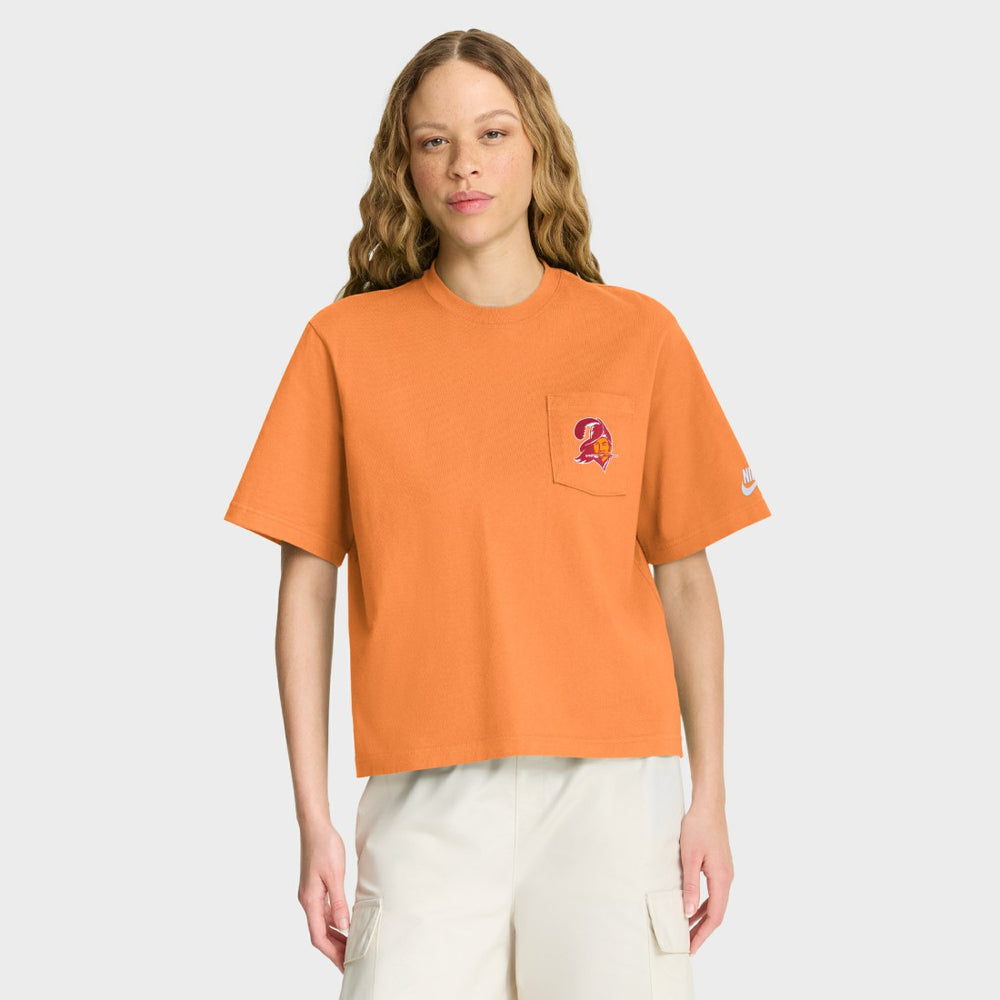 Nike Tampa Bay Buccaneers Women's Rewind Pocket Boxy T-Shirt Orange