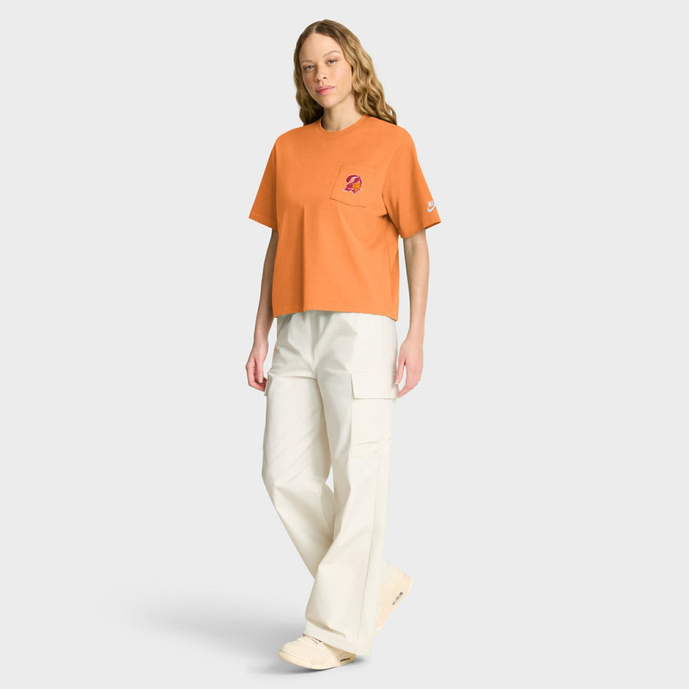 Nike Tampa Bay Buccaneers Women's Rewind Pocket Boxy T-Shirt Orange