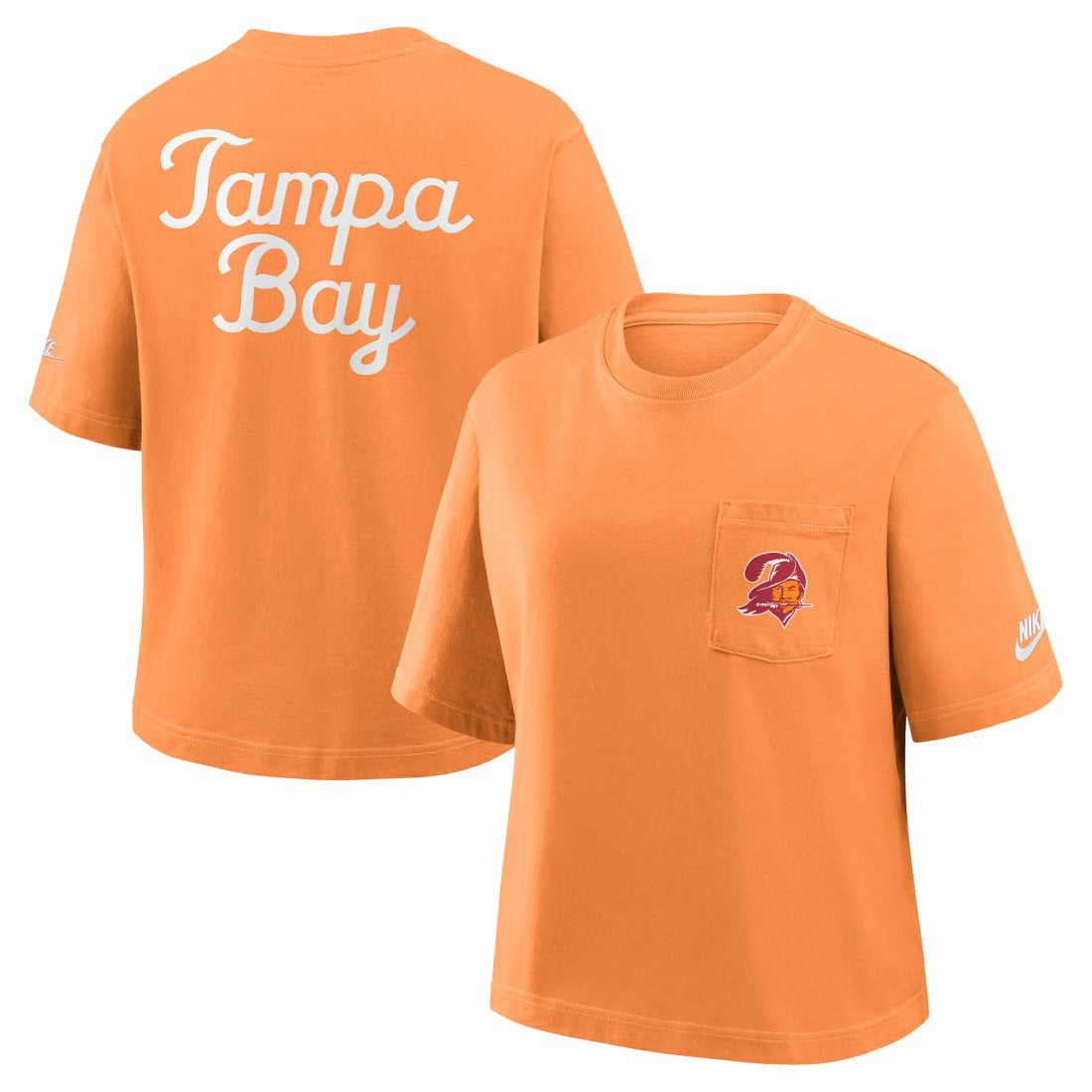 Nike Tampa Bay Buccaneers Women's Rewind Pocket Boxy T-Shirt Orange