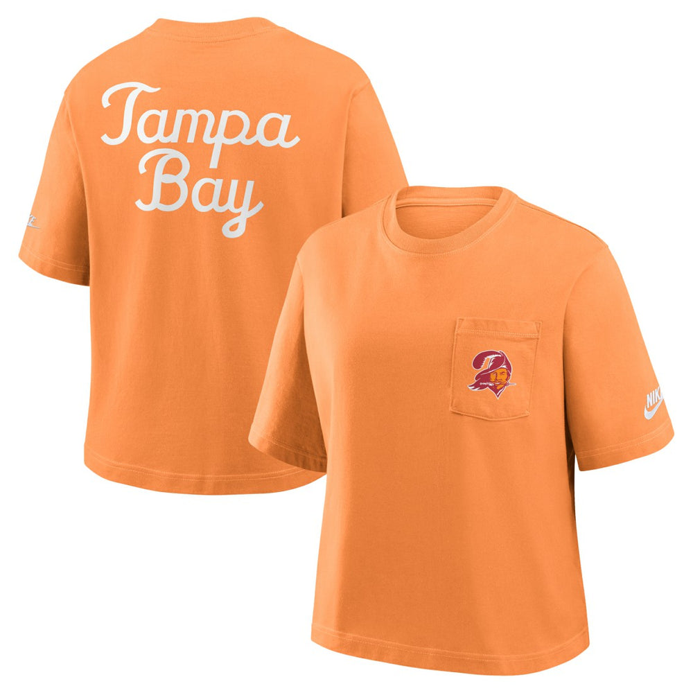Nike Tampa Bay Buccaneers Women's Rewind Pocket Boxy T-Shirt Orange