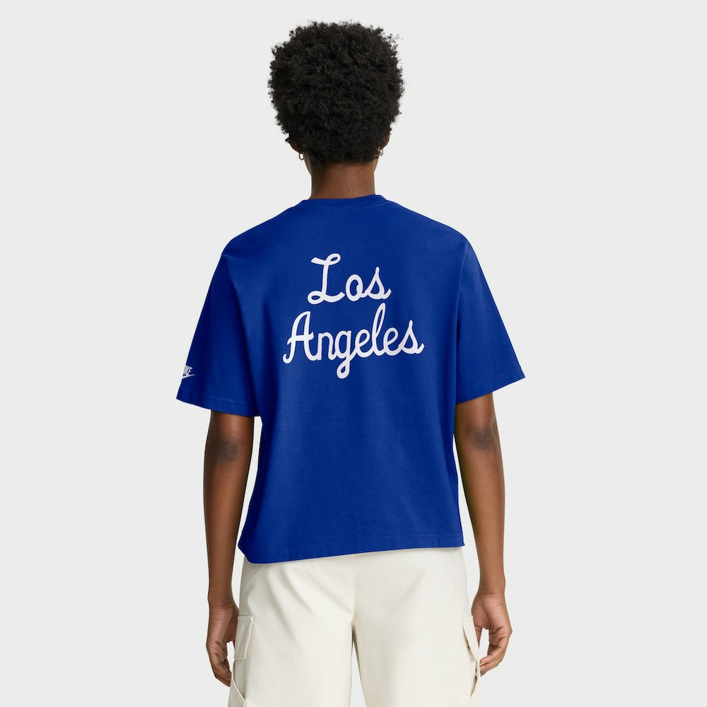 Nike Los Angeles Rams Women's Rewind Pocket Boxy T-Shirt Royal